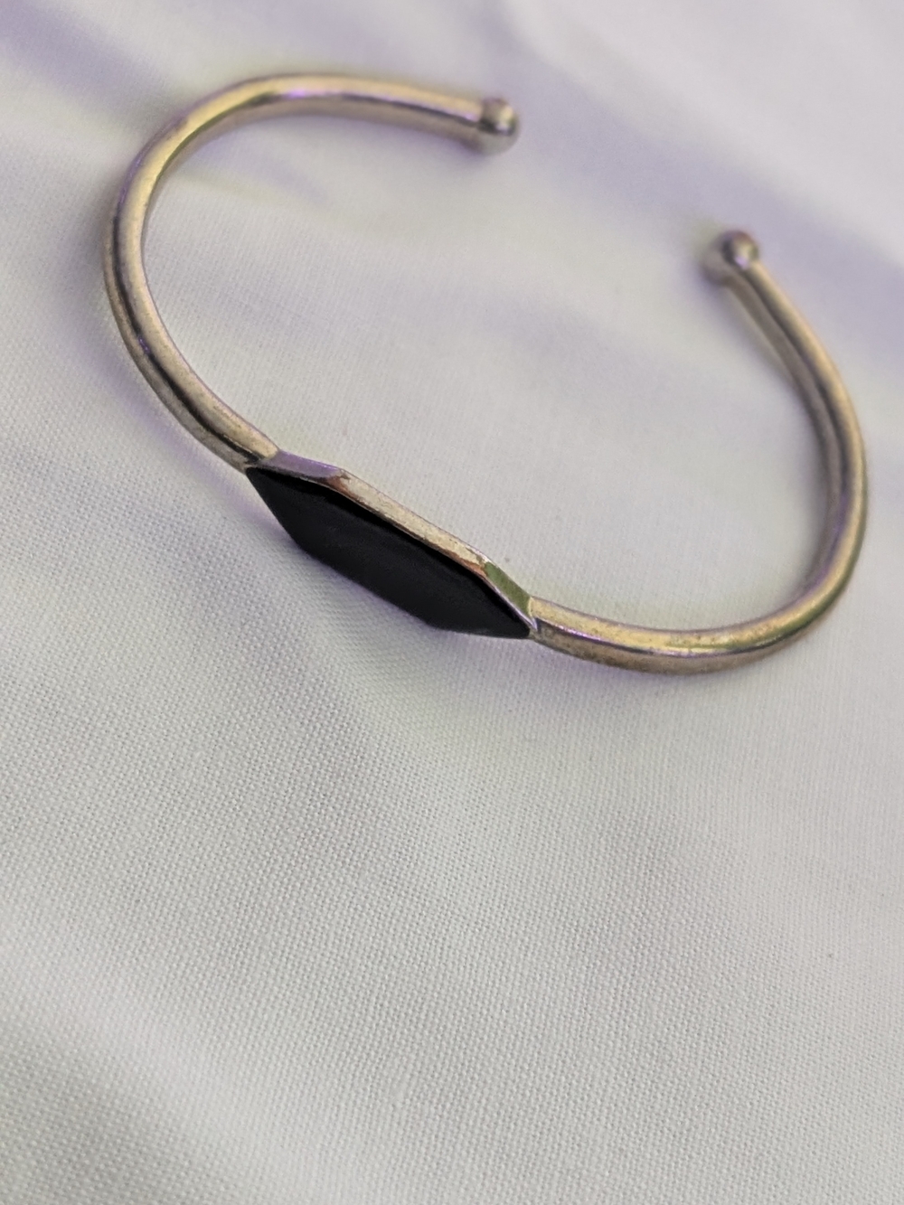 Vintage Sterling Silver 9.25 Black Native Onyx Gemstone Bracelet